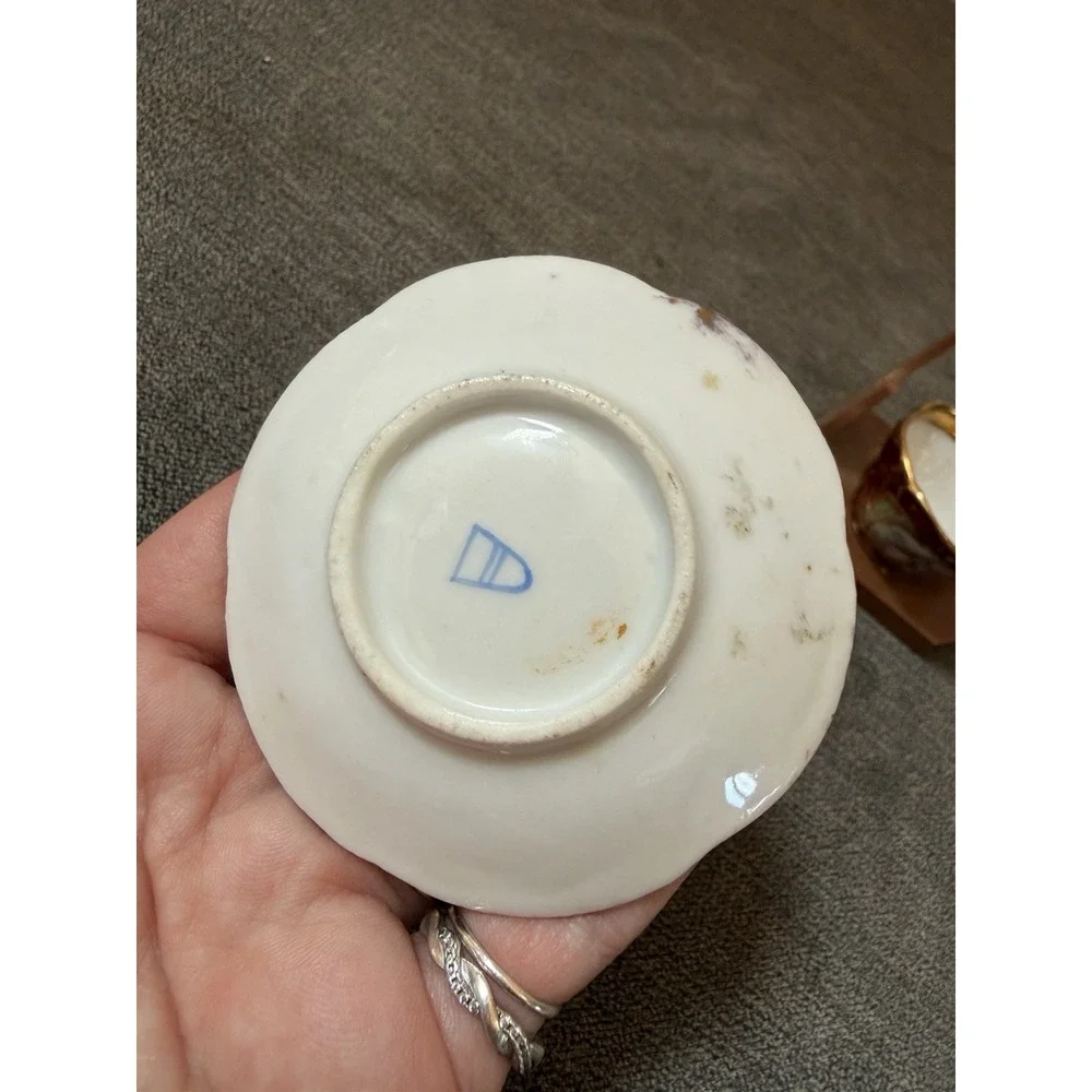 Antique Royal Vienna Porcelain Demitasse Cup Saucer Hand Painted Bindenschild
